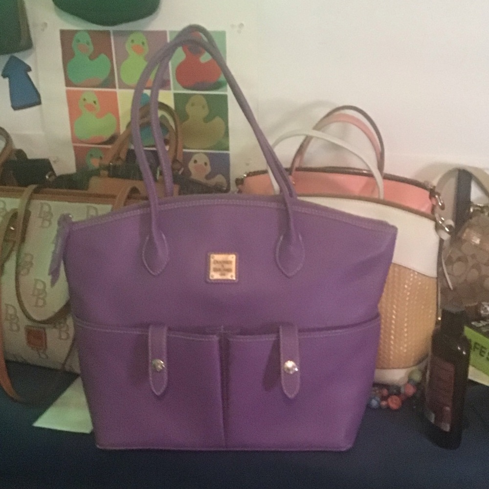 Dooney & Bourke Purple Leather Double-Handle Tote quick list